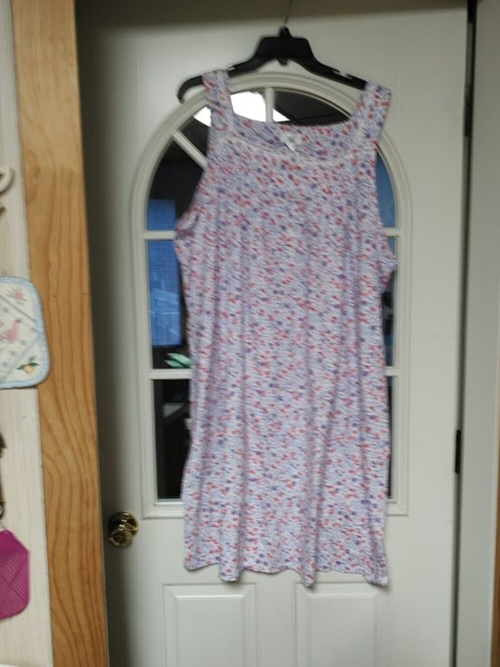 New Aria White Multi-Color Flowered Sleeveless Nighgown Women's 3X